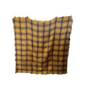 🍂 Mustard Plaid Square Blanket Scarf — Cozy Fall Oversized Shawl / Wrap